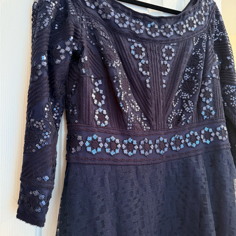 Tadashi Shoji Midnight Blue Sequin Gown